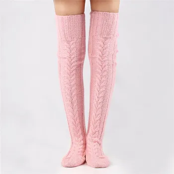 1 Чифт Есенно - зимни чорапи над коляното Дамски дебели чорапи, Дълги чорапи на пода Чорапи до бедрото,