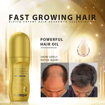 Hairinque Витамин В7 Масло за растежа на косата, Предпазва от Косопад Серум За Грижа за кожата на главата бързо развиващи се продукти за грижа за косата за мъже и жени, 50 мл