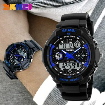 Нова марка S-Shock Мъжки Спортни часовници, Модни Ежедневни Часовници Кварцови часовници Аналогов Военни led Цифров Часовник Montre Homme Skmei