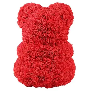 2019 40 см /25 см Сърцето Голям Червен Bear Рози Цвете Изкуствен Декор Коледни подаръци за жени, Подарък за Свети Валентин 
