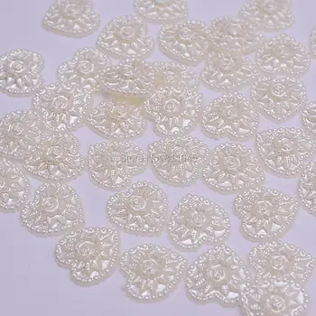 500 бр. с фиксирана облегалка 17 мм, имитация на перли във формата на сърце, цвете перли занаятчийско изкуство
