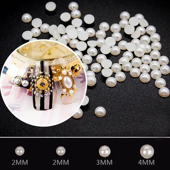 2 ММ,3 мм,4 мм бяло плосък перли пластмасов полукръг висококачествени аксесоари за телефони декорация на нокти DIY beauty art