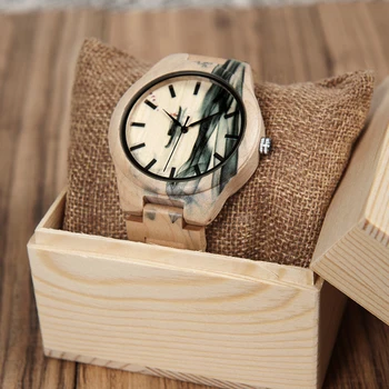 Мъжки часовник BOBO BIRD с шарени туш Дизайн Всички часовници от клен дърво за мъже в дървена кутия за подарък