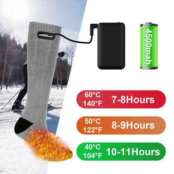 Чорапи с електрически отопляеми Ски Чорапи с подгряване за мъже и жени Зимни Затопляне Колоездене, Туризъм Чорапи за сноуборд Акумулаторна батерия