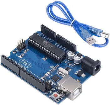Такса UNO R3 е Съвместима с проекти Arduino IDE,отговаря на стандартите RoHS,ATMEGA16U2,с USB-кабел