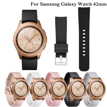 20 мм Силиконов Каучук, Подходящ За Samsung Galaxy Watch 42 мм\Huami\Gear S2 Часовници Взаимозаменяеми Каишка Тока От Неръждаема Стомана