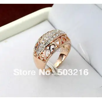 CHRAN Прост Златен цвят, Дамски Пръстени за пръстите на Сватбени Бижута на Едро Модни Кухи Дизайнерски Кристални Сватбени пръстени за жени