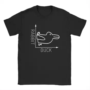 Мъжки t-shirt Витгенщайн Закачка за мозъка Заек Патица Философ Хумористични памучни тениски с къс ръкав Тениски, Дрехи за възрастни