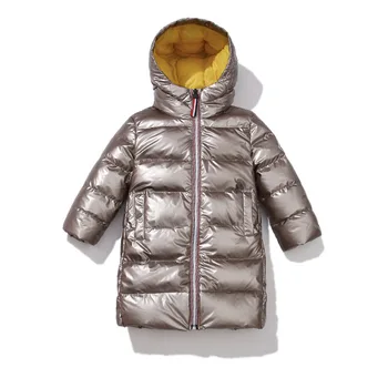 Модните лъскави зимни топли дебели дълги детски якета за момичета и момчета Якета, Детски екипи, Детски връхни облекла за 95-145 см