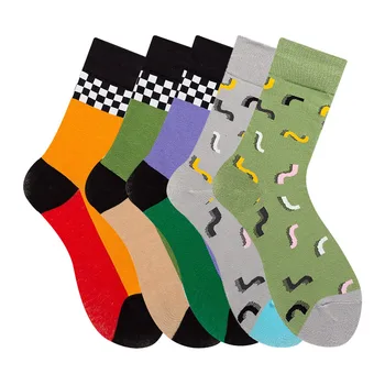 5 двойки меки диша мъжки чорапи Scott Travis Skate Crew Мъжки чорапи Щастливи Забавни памучни чорапи за Мъже с геометричен принтом Голям размер