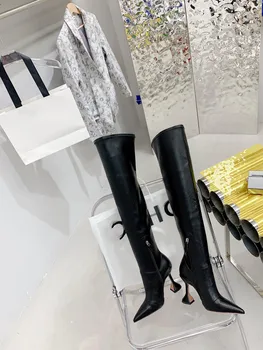 Дамски маркови ботуши над коляното с страничния цип на Ботуши шило Botas Mujer Дамски обувки за момичета унисекс Дамски зимни 2021