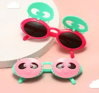 ZAOLIHU Сладък Мечка Дизайн за Слънчеви очила за момчета Кръгли Малки Флип Слънчеви очила Луксозни Детски Очила Цветни Летни Очила за момичета Очила