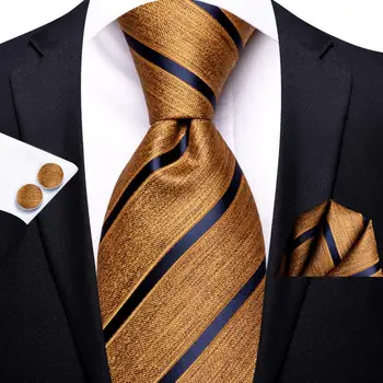 Hi-Вратовръзка на Черно Злато Шарени Копринени Сватбен Вратовръзка За мъжете и Модерен Дизайн Подарък на Мъжката Вратовръзка, Шалче Комплект копчета за ръкавели Бизнес парти Дропшиппинг
