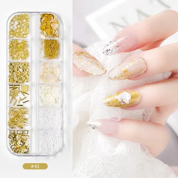 12 Мрежи от Смесен размер на Ноктите Кристали 3D Crystal AB Прозрачни Камъни За Нокти Скъпоценни Камъни САМ Перлени Бижута за нокти Златни Сребърни Нитове Rhines