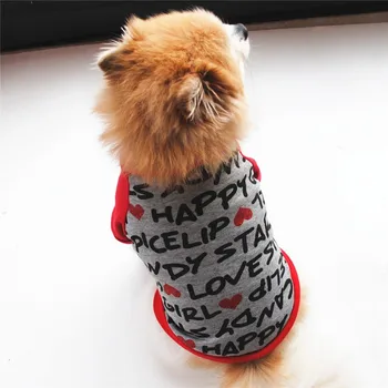 Домашна котка Дрехи за кучета Палто за малки кучета с писмото принтом Hoody за домашни любимци Тениска за кучета Чихуахуа Кученце за Памучни Костюми за кучета #0 #B