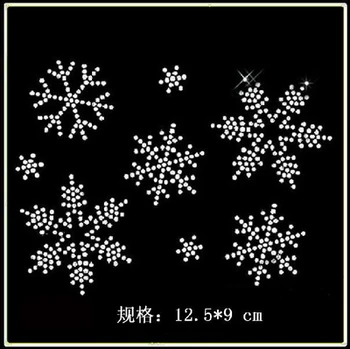 6 бр./лот Коледна снежинка с гореща определяне на кристал мотив ютия на етикети за пренасяне на гореща определяне на апликация лепенки за ризи чанта