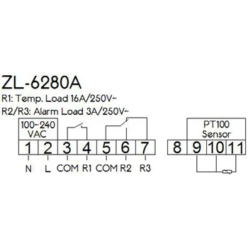 Zl-6280A, 400C, 16A, Pt100, Регулатор на Температурата, Термостат, Pt100, Дигитален Термостат Висока Температура