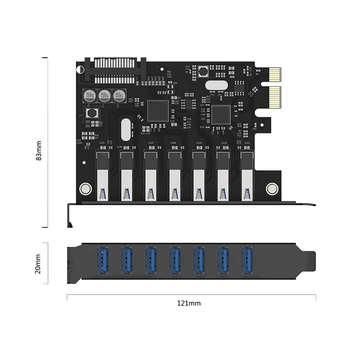 ORICO USB 3.0 7-портов Такса за разширение PCI-E дънна Платка 15-пинов SATA захранващ Кабел PCIE Странично Адаптер за Карта с Нов