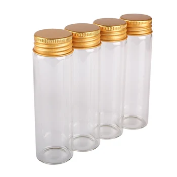 5шт 50 мл 30*100 мм Стъклени буркани със златни алуминиеви капачки на Бутилки за отвари Стъклени бутилки Стъклени съдове Буркани за подправки, Флакони за парфюми