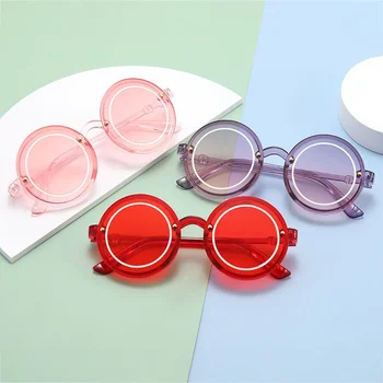 2022 Детски Слънчеви очила с Кръгли Слънчеви Очила за деца Модни очила Маркови Дизайнерски Слънчеви очила Детски очила конфетного цвят