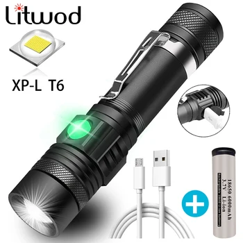 Ултра-Ярък LED Фенерче С led топки XP-L T6 Водоустойчив Факел Scalable лампа 4 Режима на Осветление богат на функции зареждане чрез USB