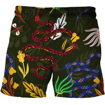 2021 Нова 3D печат змия модел мъжки бански свободни шорти, мъжки, летни спортни ежедневни мъжки плажни панталони мъжки къси панталони бермуда