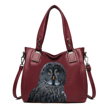 Дамски Луксозна чанта за Ежедневна Дамска Чанта Модна Дизайнерска чанта с Високо Качество Дама Изкуствена кожа Рамото Животно Бухал Чанти със снимки