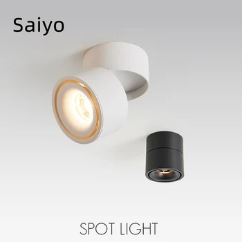Saiyo Led Прожектори Повърхностен Монтаж 5W7W10W12W CREE Чип COB се регулира за Домашно Магазин, Магазин за Дрехи 220 В Тавана лампа