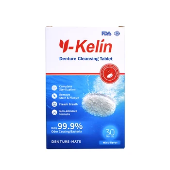 Y-Kelin Почистваща Таблетка за зъбни протези 30/60/90 Таблетки Почистване Хапчета за Избелване се Отстранява Антибактериално плака