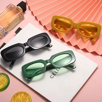 Ретро Квадратни Слънчеви Очила 2021 Ins Модни Луксозни Очила за жени/Мъже Марка дизайнер Геометрични Овални Очила Реколта Gafas De Sol