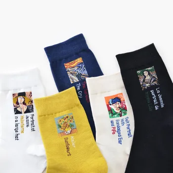 [EIOISAPRA]Сокс Art Harajuku Печатното слово Забавни Чорапи Абстрактни символи Сладки Творчески чорапи Женски Японски памучни Ежедневни Sokken