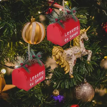 2 елемента Коледна Кутия шоколадови Бонбони Метална Пощенска Кутия Коледни Аксесоари Окачен Декор Коледно Дърво Висулка Домашен Iron Украшение Червен