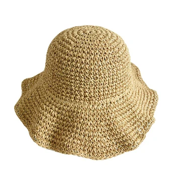 Универсална сгъваема сламена шапка дамски годишна пътна солнцезащитная шапка корея празнична готина шапка Плажна шапка модерен мъж