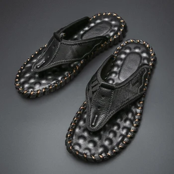 Мъжки джапанки Мъжки модни чехли Ежедневни обувки За стилни кожени шлепанцев Сандали, Летни чехли за Масаж