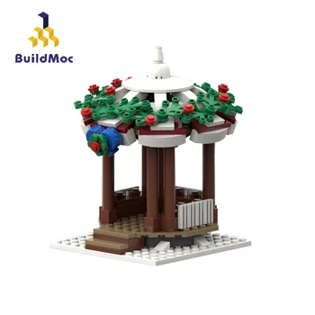 BuildMoc Гледка към града от улицата Зимни Село MOC Детски Играчки Беседка Мини-Архитектура на Събраните Строителни Блокове Образователна играчка
