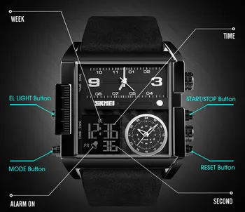 SKMEI Мъжки часовници Най-добрата марка на Луксозни Военни Творчески часовници Мъжки Кварцов механизъм Аналогов цифров мъжки часовник Relogio Masculino 1391