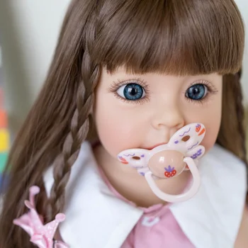55 СМ Възстановената Момиче за деца Сю-Сю Силиконовата Принцеса за цялото тяло, с дълга коса, Ръчно Рисувани, Играчки за деца, Детски играчки