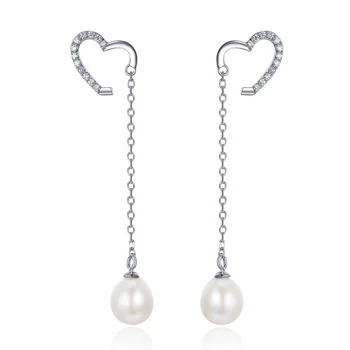 TE2 Индивидуални Обеци от бели перли 925 Сребро с кубическим цирконии за жени, Подарък за декориране за момичета