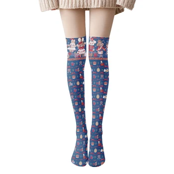 Сладки мультяшные дамски чорапи апликации ягоди Секси Сладък Врата с високи бедрата Kawai Сладки Чорапи Харадзюку Над Коляното