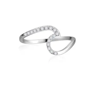 Висококачествено елегантен пръстен с микро-инкрустация от вълнисто цирконий за жени Просто и стилна елегантна пръстен с вълна