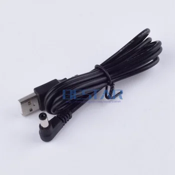 Черен конектор захранване dc USB превръща в гнездо 5,5*2,1 мм/DC 5521 L-образен конектор 5.5 mm x 2,1 мм 5, 5x2, 1mm под прав ъгъл кабел 1 м