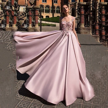 Атласное дълга рокля за абитуриентски бал с аппликацией във формата на цвете, rose се помещава в елегантна вечерна рокля, Дълга вечерна рокля, Тържествена вечерна рокля, Халат Де Вечер