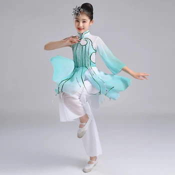 шифоновые китайски традиционни танцови костюми янко за момичета класически дрехи за феи феи за танци в детската градина сценичното представяне