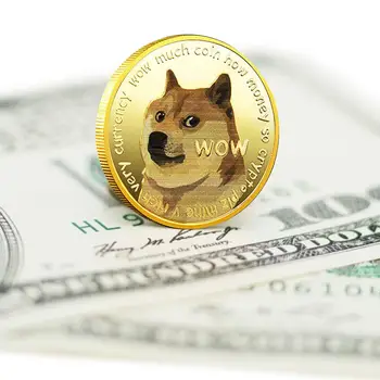 Позлатени възпоменателни монети Dogecoin с хубаво шарките на кучета за Събиране на подаръци за кучета Творчески Подаръци за спомен Метална монета БТК