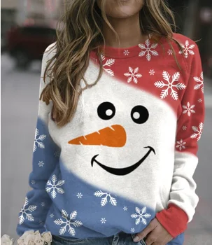 2021 Нови Коледни пуловери, Дамски блузи с качулка Контрастная hoody Топ Топли извънгабаритни блузи, Дамски блузи Мода