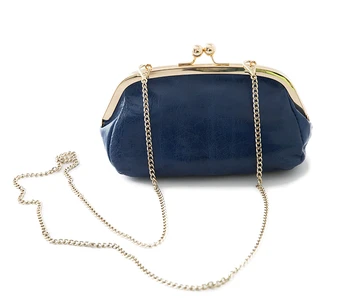 Естествена Кожа Дълъг Чантата си Чанта през рамо За жени Ретро Заключване на Ключалката Рамка Клатч Рамо Чанта за мобилен телефон