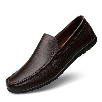 Луксозна марка Мъжки обувки на точки, с Модерна Английска кожени обувки за отдих, Голям размер 37-47, дишаща мъжки обувки, Мокасини, мъжки апартаменти %