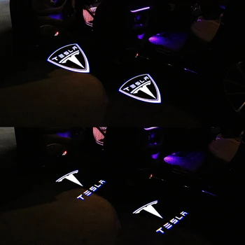 2 бр. добре дошли Лампа Автомобилна Led Сигнална Лампа за вратите на Автомобила Сигналната Лампа за локви Проектор Светлина Призрачни Сенки за Tesla Model S X