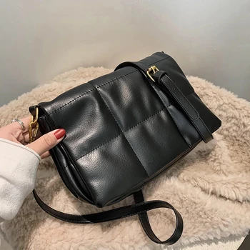 Решетчатая квадратна чанта през рамо 2021 Модерна Нова висококачествена дамска дизайнерска чанта от изкуствена кожа Реколта чанта през рамо
