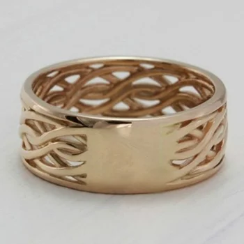 Стилно и лесно Златен Венчален пръстен на Годишнина от сватбата Размер 6-11